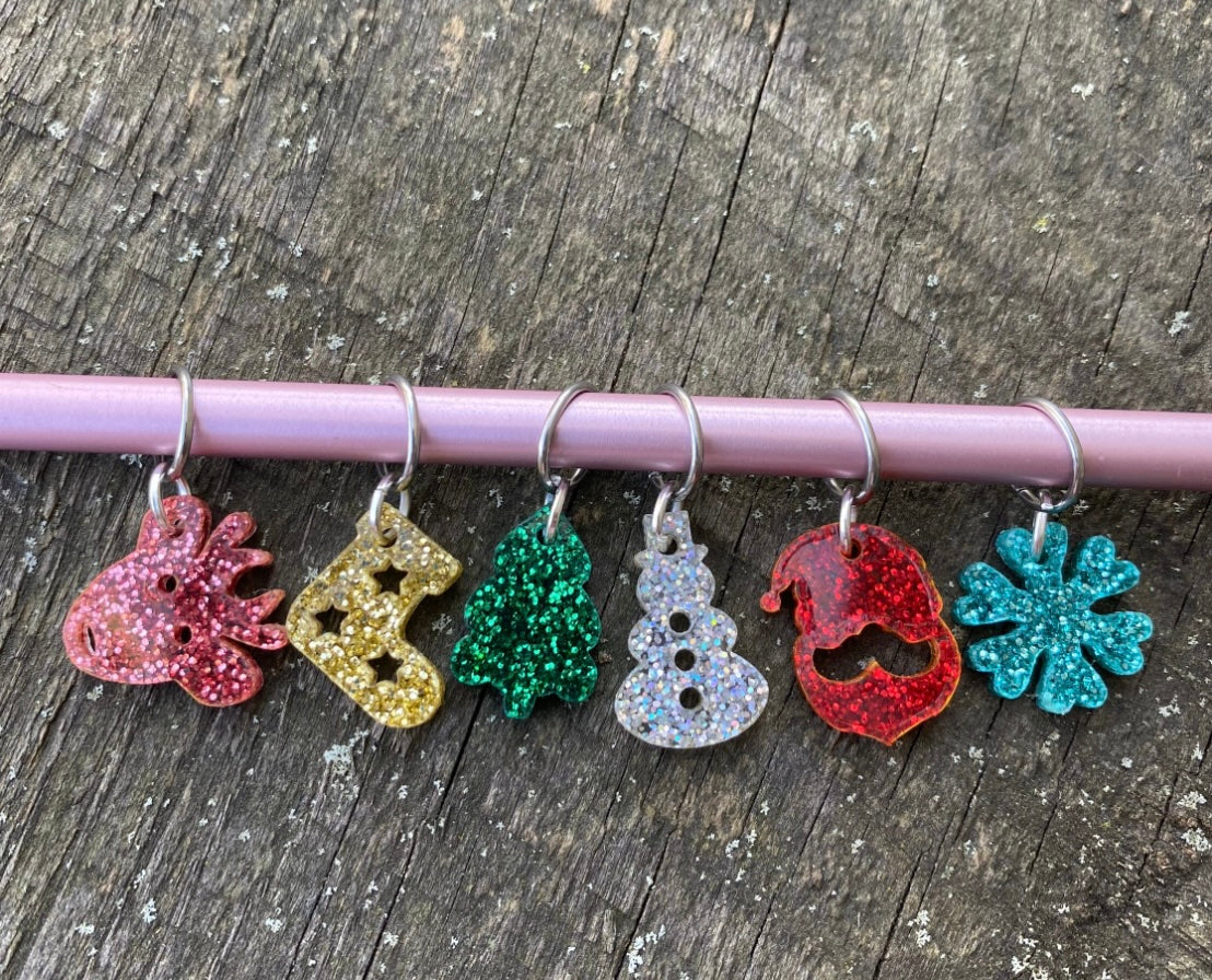 Glitter Holiday Stitch Markers