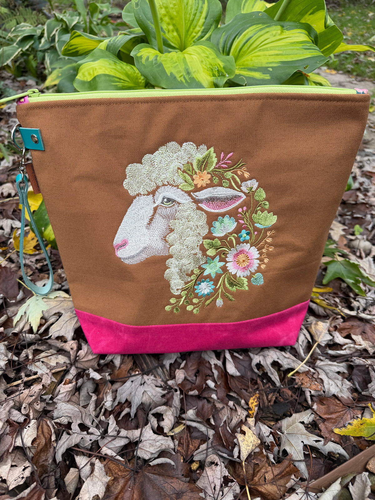 Embroidered Sheep Bag