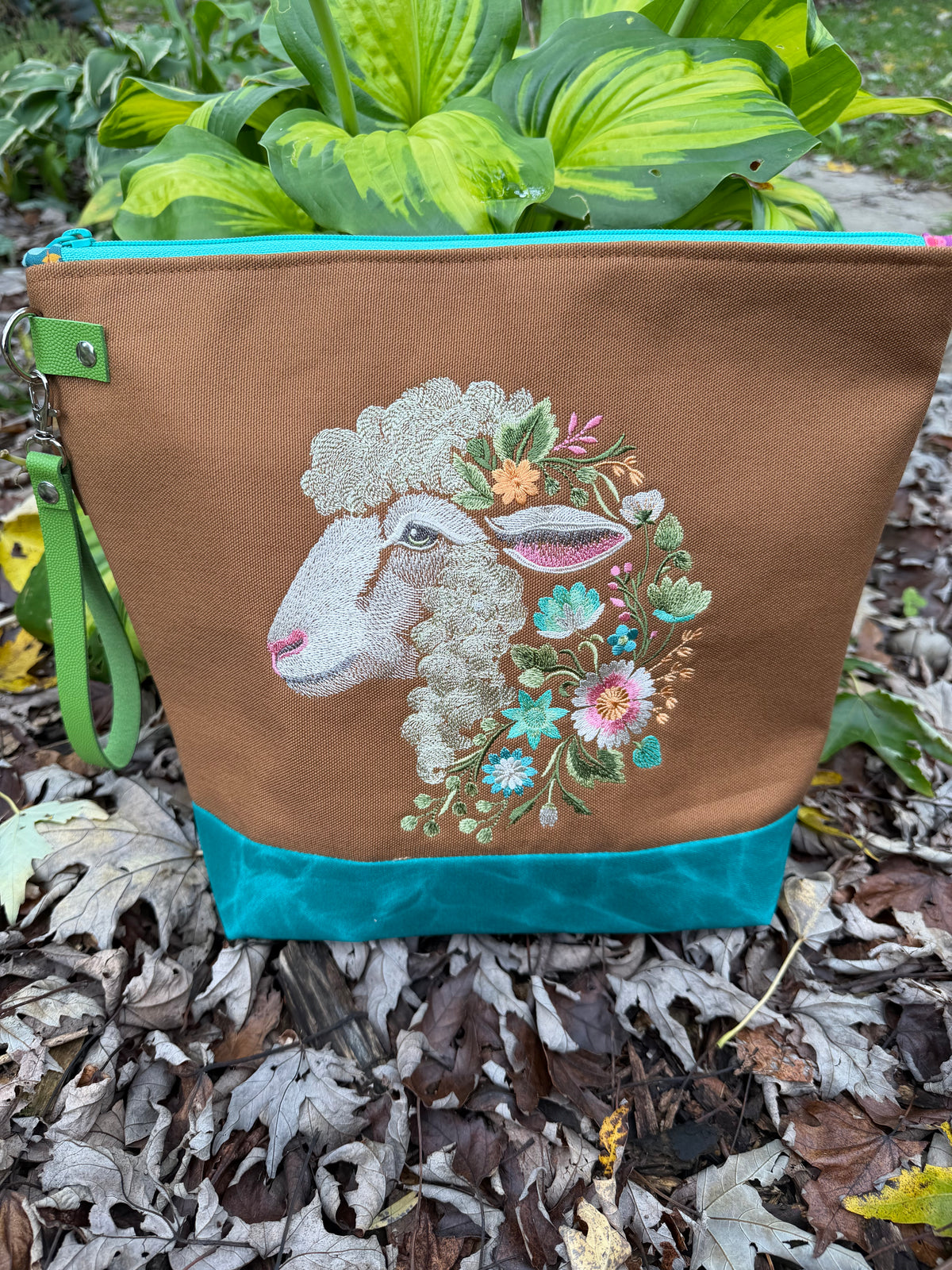 Embroidered Sheep Bag