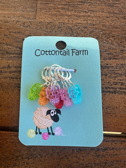 Sugar Skull Glitter Stitch Markers